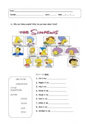 English Worksheet: Family members with Simpsons