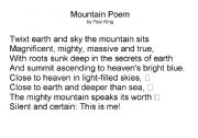 English worksheet: Mountain Poem by Paul King