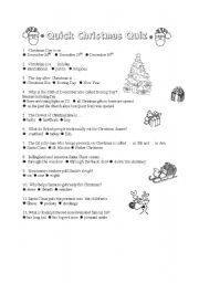 English worksheet: christmas quiz