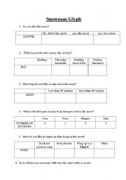 English Worksheet: Snowman Glyph