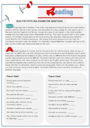 Easy readings in simple 3rd person singular and past simple - True or false statements.