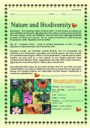 English Worksheet: Environment - Nature and Biodiversity (Full-Editable)