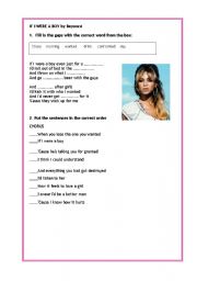 English Worksheet: If I were a boy (Beyonce song)