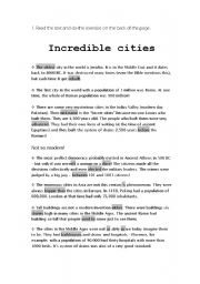 English Worksheet: Incredible cities