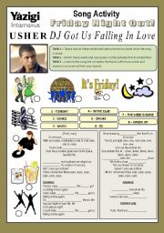 English Worksheet: Song Activity - DJ GOT US FALLING IN LOVE (By Usher) - Going Out/Parties/Entertainment