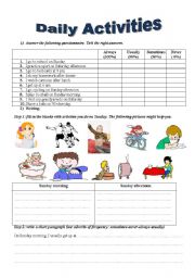 English Worksheet: daily activities