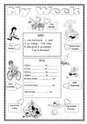 English Worksheet: My week