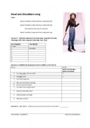 English Worksheet: Head and Shoulders song