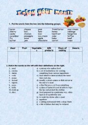 English Worksheet: enjoy your meals!