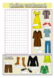 Clothes Wordsearch