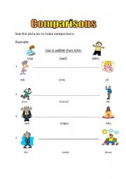 English Worksheet: Comparisons (feelings)