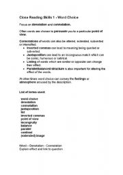 English Worksheet: CLOSE READING SKILLS