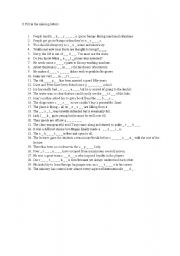 English worksheet: Filling in the missing letters - various vocabulary items  + key