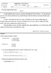 English worksheet: major test