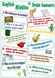 English Worksheet: English Riddles and Brain teasers (3)