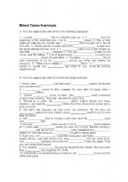 English Worksheet: Mixed tenses exercises