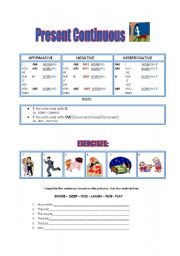 English worksheet: PRESENT CONTINUOUS-2 PAGES