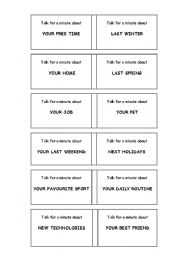 English Worksheet: SPEAKING- TALK FOR A MINUTE