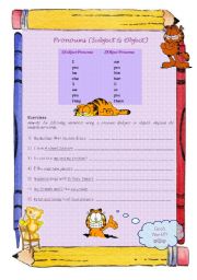 English Worksheet: pronouns (subject and object)