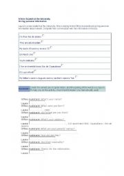 English worksheet: personal information