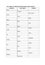 English Worksheet: irregular past tense test