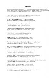 English Worksheet: Heteronyms