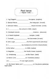 English Worksheet: simple past  --regular verbs