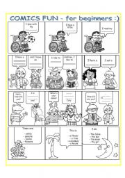 English Worksheet: Comics fun for beginners