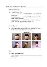 English Worksheet: Worksheet on Grammar of Film