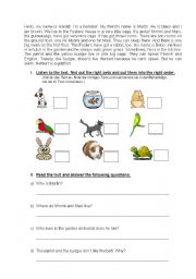 English worksheet: Text and exercises about pets