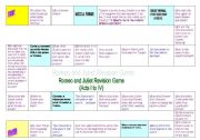 English Worksheet: Shakespeare, Romeo & Juliet Revision Boardgame (Acts 1 to 4)