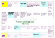 English Worksheet: Shakespeare, Romeo & Juliet Revision Boardgame (Acts 1 to 4)