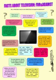 English Worksheet: Facts about television: for&against