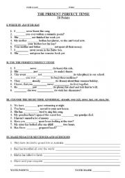 English Worksheet: THE PRESENT PERFECT TENSE