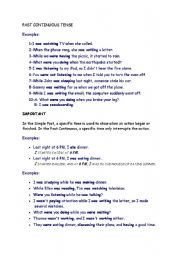 English worksheet: PAST CONTINUOUS TENSE