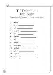 English worksheet: treasure hunt - where we live (the city)