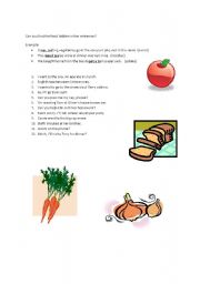English worksheet: Can you find the food hidden in the sentences?