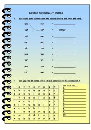 English Worksheet: DOUBLE CONSONANT WORDS 