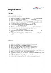 English worksheet: Lyrics - Simple Present