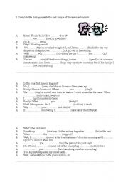English Worksheet: dialogues with past form of a verb