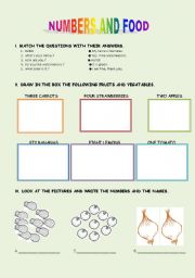 English worksheet: FOOD AND NUMBERS