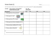 English worksheet: Winter Break Survey