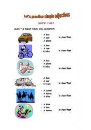 English worksheet: Fast or slow? Tasty or not? 