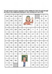 English Worksheet: count by 4