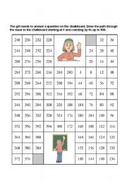 English worksheet: count by 4