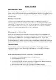 English Worksheet: A Yank at Oxford