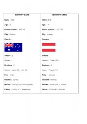 English worksheet: Identity Card