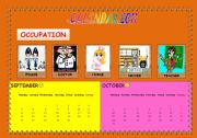 English worksheet: Calendar 2011 Occupation