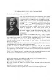 English Worksheet: The Greatest Crime Writer: Sir Arthur Conan Doyle