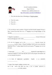 English Worksheet: English as a Global Language